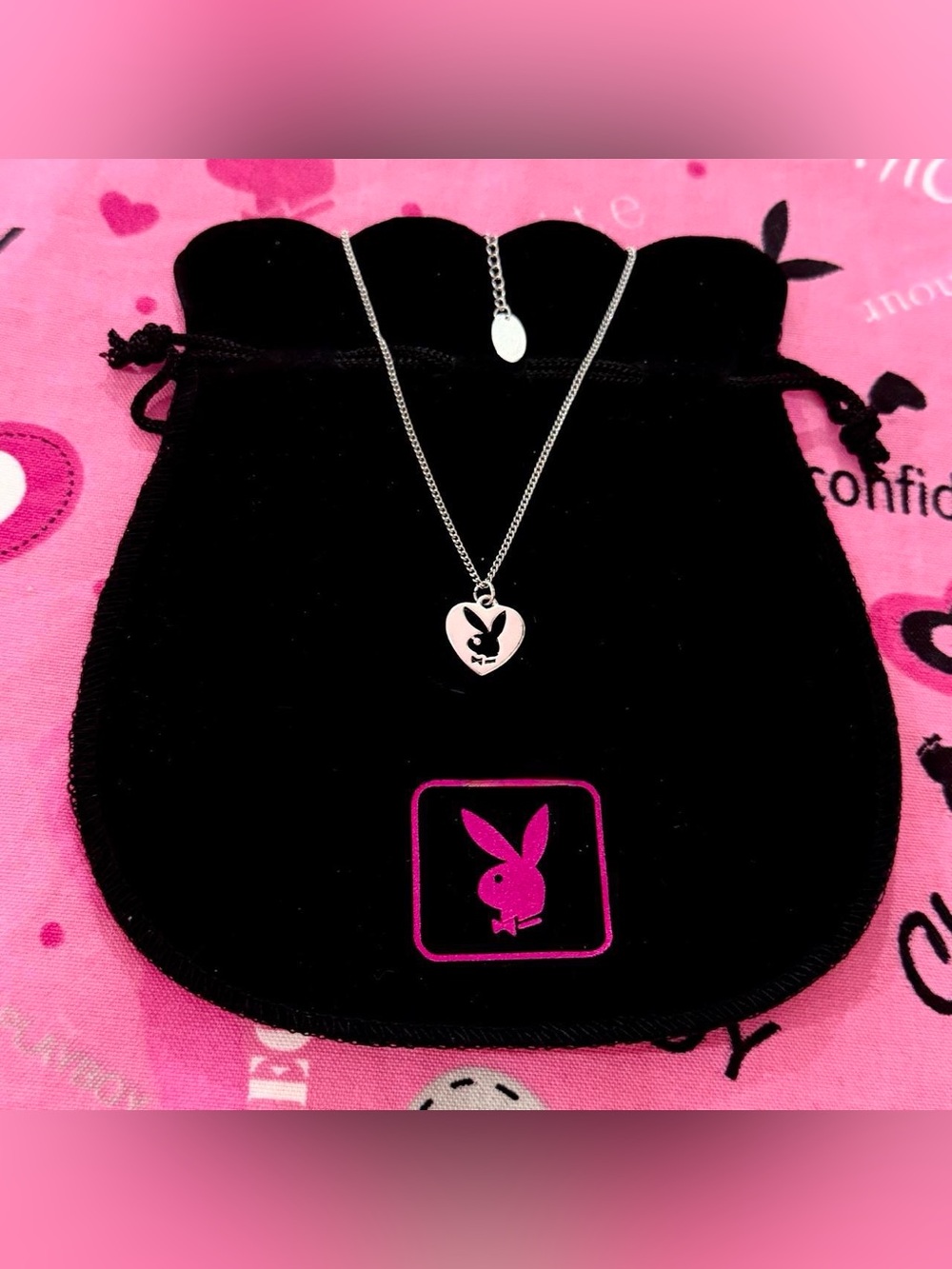 Playboy Y2K heart bunny necklace
